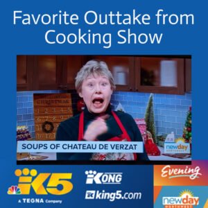 debra borchert cooks soup on Morning TV Show new day northwest From her book, Soups of Chateau de Verzat